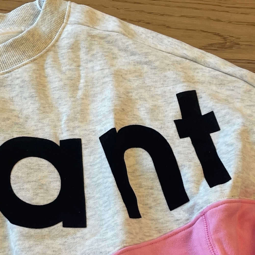 Isabel Marant Logo Pink Cream Sweatshirt Pullover Graphic Sweater Size M - Picture 3 of 8